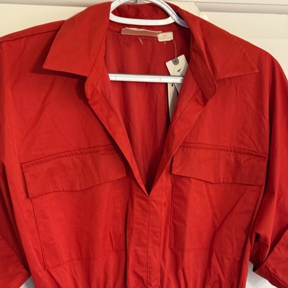 New! Maeve x Anthropologie Utility Shirt Dress Red 3421 - Picture 3 of 12